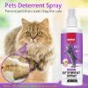 Cat & Dog Spray Deterrent - Protect Furniture & Homes  Safe and natural anti-scratch spray will prevent most cats and dogs from scratching furniture and sofas. At the same time, it is harmless to pets.  BENEFITS  Protect furniture and home: anti-scratch spray prevents most cats and dogs from scratching furniture and sofas.Natural formula: natural ingredients, harmless to plush friendsOrange smell: pleasant to human nose, but bitter and unpleasant to animal friendsEasy to use: just spray it where you want your cat to stop scratchingSuitable for all breeds  EASY TO USE  1. Shake well before use.  2. Spray the object/place that the cat often scratches (keep the bottle mouth 15-20 cm away from the object/place).  3. Use organized commands or gestures to help cats develop habits.  4. Repeat as needed.  NOTE  Keep away from children!  Do not spray directly on your pet!  Package: 1 * Cat Spray Deterren  PROTECT FURNITURE - This safe and natural cat non-scratch spray prevent most cats from scratching furniture and sofas. Anti-scratch spray contains a natural bitter taste, which effectively prevent cats from scratching and chewing. SAFE FORMULA - Pet Anti-Scratch Spray uses naturally sourced safe ingredients (rosemary, citrus extracts) to increase bitterness, contains no harsh chemicals or additives, and will not harm your pet or spray items! ORANGE SCENT WITH BITTER - Anti-scratch uses smells that feline friends cannot tolerate, but it feels pleasant to people. Continue to use our cat training spray, the smell will create a taboo and scratch-free area for your cat. EASY TO USE - Just spray it where you want your cat to stop scratching. We recommend spraying 3-4 times a day for the first two weeks, and then reduce the frequency of spraying as the cat's behavior improves. INDOOR & OUTDOOR USE - Cat repellent spray can be used for items that you want to prevent cats from being chewed and scratched indoors and outdoors, including electrical wires, clothing, furniture, sofas, curtains or other items they chew.