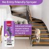 Cat & Dog Spray Deterrent - Protect Furniture & Homes  Safe and natural anti-scratch spray will prevent most cats and dogs from scratching furniture and sofas. At the same time, it is harmless to pets.  BENEFITS  Protect furniture and home: anti-scratch spray prevents most cats and dogs from scratching furniture and sofas.Natural formula: natural ingredients, harmless to plush friendsOrange smell: pleasant to human nose, but bitter and unpleasant to animal friendsEasy to use: just spray it where you want your cat to stop scratchingSuitable for all breeds  EASY TO USE  1. Shake well before use.  2. Spray the object/place that the cat often scratches (keep the bottle mouth 15-20 cm away from the object/place).  3. Use organized commands or gestures to help cats develop habits.  4. Repeat as needed.  NOTE  Keep away from children!  Do not spray directly on your pet!  Package: 1 * Cat Spray Deterren  PROTECT FURNITURE - This safe and natural cat non-scratch spray prevent most cats from scratching furniture and sofas. Anti-scratch spray contains a natural bitter taste, which effectively prevent cats from scratching and chewing. SAFE FORMULA - Pet Anti-Scratch Spray uses naturally sourced safe ingredients (rosemary, citrus extracts) to increase bitterness, contains no harsh chemicals or additives, and will not harm your pet or spray items! ORANGE SCENT WITH BITTER - Anti-scratch uses smells that feline friends cannot tolerate, but it feels pleasant to people. Continue to use our cat training spray, the smell will create a taboo and scratch-free area for your cat. EASY TO USE - Just spray it where you want your cat to stop scratching. We recommend spraying 3-4 times a day for the first two weeks, and then reduce the frequency of spraying as the cat's behavior improves. INDOOR & OUTDOOR USE - Cat repellent spray can be used for items that you want to prevent cats from being chewed and scratched indoors and outdoors, including electrical wires, clothing, furniture, sofas, curtains or other items they chew.