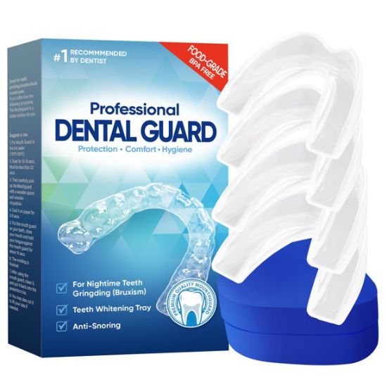 Mouth Guard for Grinding Teeth Professional Dental Night Guard for Teeth Grinding Stops Bruxism & Eliminates Teeth Clenching Teeth 2 Sizes Pack of 4 with high Quality Hygiene Case
