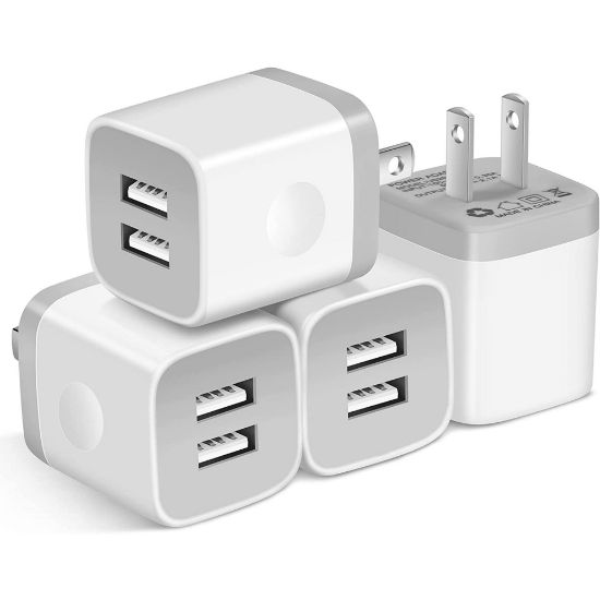 USB Wall Charger,4-Pack 2.1A Dual Port USB Cube Power Adapter Wall Charger Plug Charging Block Cube for Phone 8/7/6