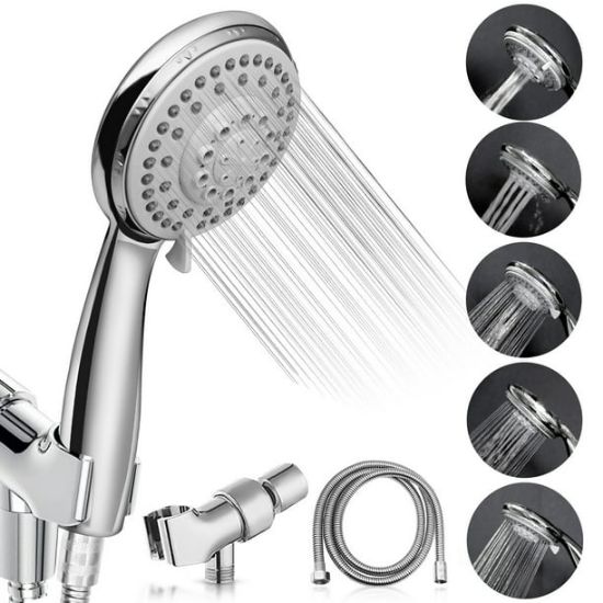 Picture of Shower Heads 5 Setting with Handheld Sprayer & Long Hose High Pressure Rain, Easy Tool Free Installation, Perfect Adjustable Shower Heads for Your Bathroom