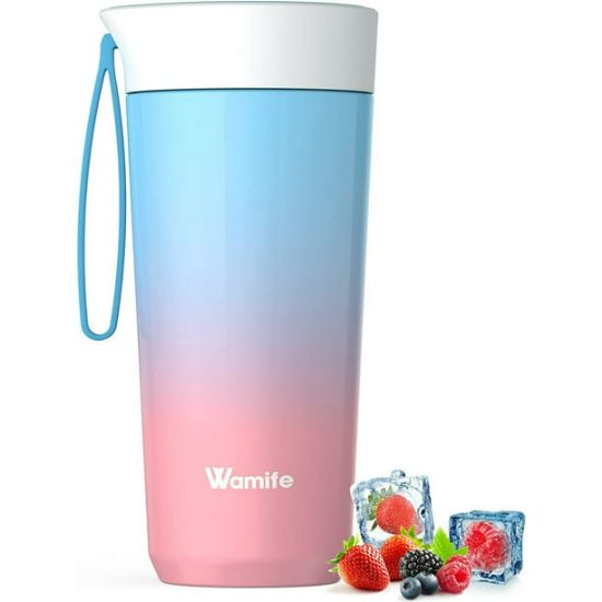Picture of Portable Blender, Stainless Steel Personal Blender for Shakes and Smoothies, Rechargeable Smoothie Blender Keep Juice Fresh and Cold Mini Blender for Travel Sports, 10.6 fl oz