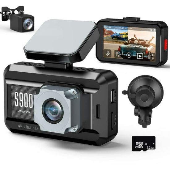Picture of Dash Cam Front 4K and Rear 1080P Ussunny Dual Dash Camera for Cars with 3-inch Touchscreen, WDR, Night Vision, GPS, 170°Wide Angle Dashboard Camera Recorder, Support 256GB Max