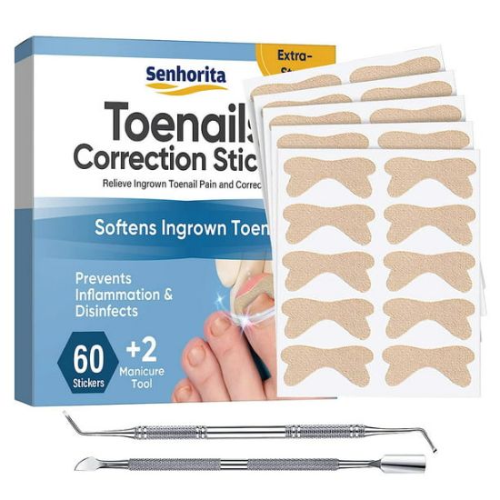 Picture of Ingrown Toenail Treatment, 60Pcs No Glue Ingrown Toenail Corrector Patches, Ingrown Toenail Removal Kit with File and Lifter, Professional Painless Pedicure for Toenail