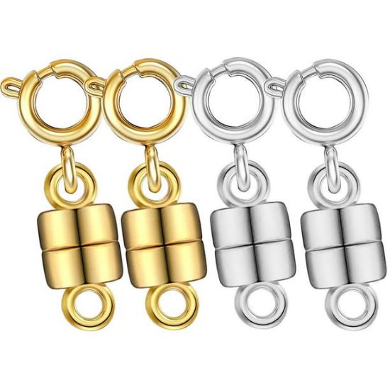 Picture of Necklace Clasps, 4 PCS Magnetic Clasps Connector for DIY Necklace Bracelet Crafts (Gold and Silver)