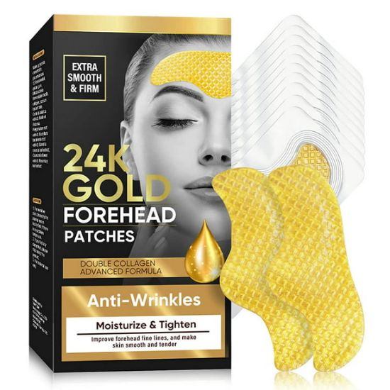 Picture of Forehead Wrinkle Patches, 24K Gold Collagen Facial Patches, Smoothing and Moisturizing T-Zone Wrinkles, Fine Lines, 10PCS Anti-Wrinkle Patch