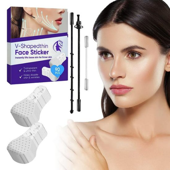 Picture of Face Lift Tape, Invisible and Instant Face Lifting Sticker, Ultra-thin Lift Tape for Neck and Facial Wrinkles, Saggy Skin, Double Chin, 90Pcs