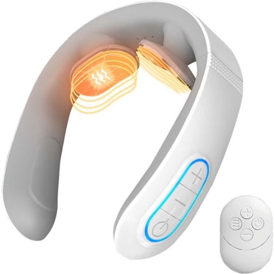 Picture of Neck Massager with Heat, Portable Neck Lymphatic Massager for Pain & Fatigue Relief, 4 Modes 15 Levels Cordless Neck Massager Perfect Gifts
